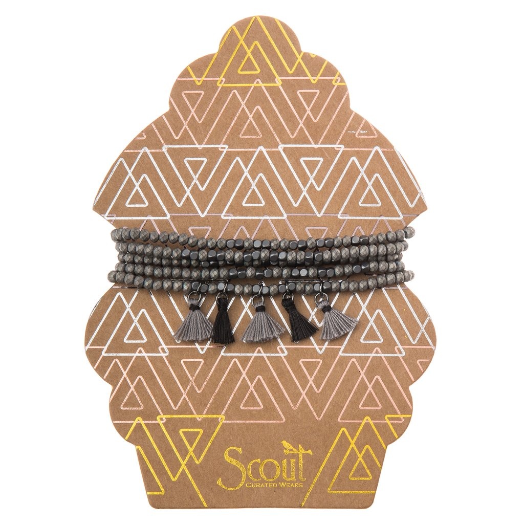 Scout Metallic Tassel Wrap - Gunmetal/Silver
